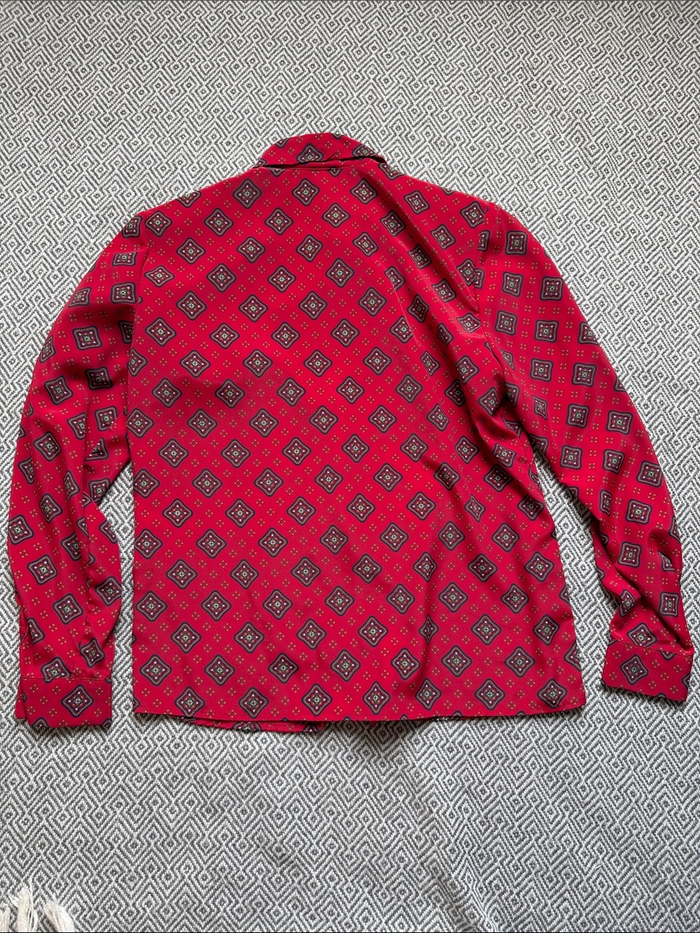 Leslie Fay Vintage Red Geometric Lightweight Shirt Jacket - Picture 4 of 11